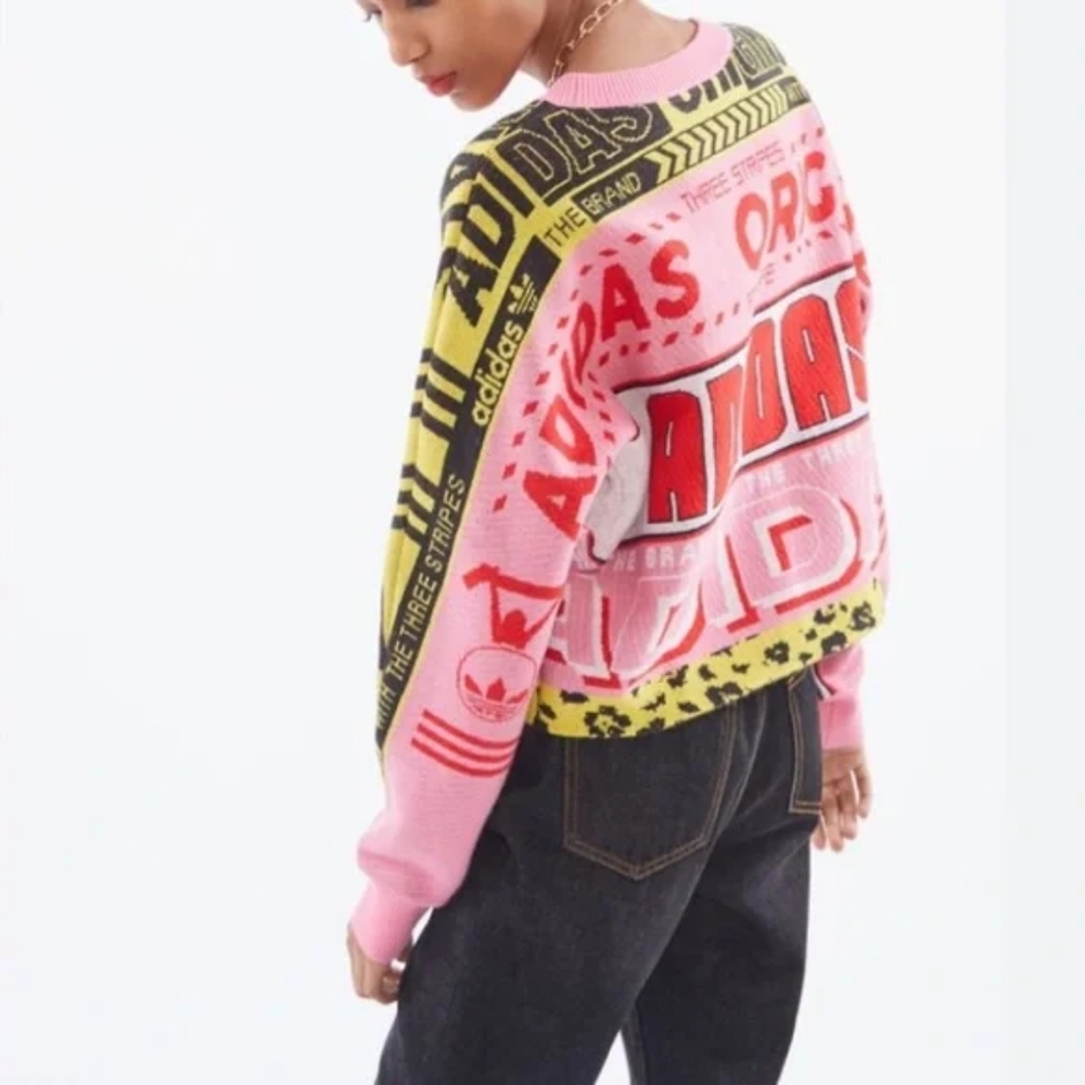 adidas Pink & Yellow Graphic Crewneck Sweater - Picture 13 of 13